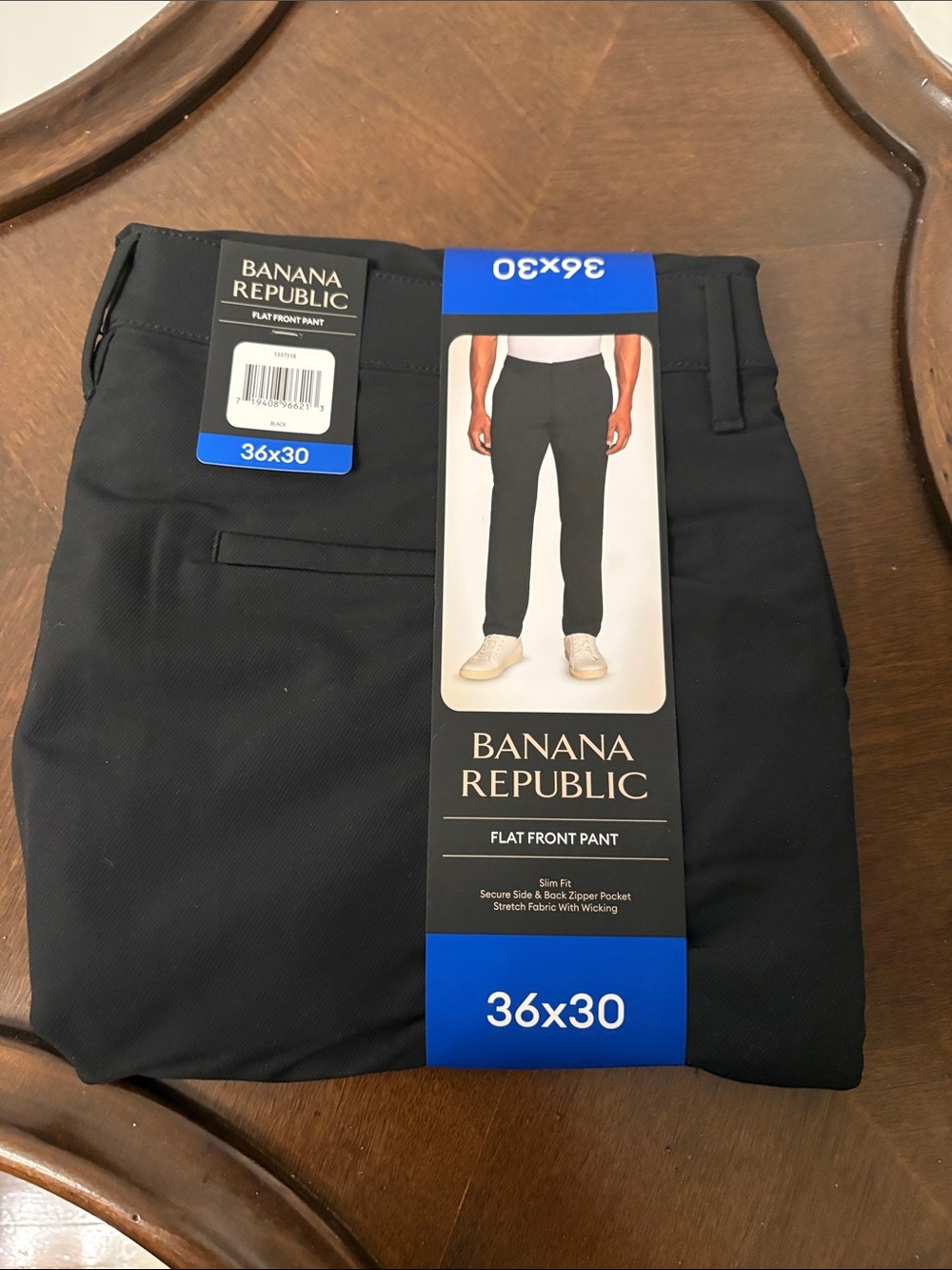 Banana Republic Men's Black Flat Front Chinos-NWTO 36x30